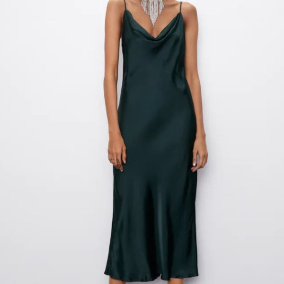 green slip dress zara